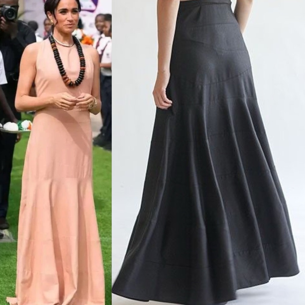 Heidi Merrick Linen Maxi Skirt Noir Tissue Size 6 Meghan Markle High End Luxury
